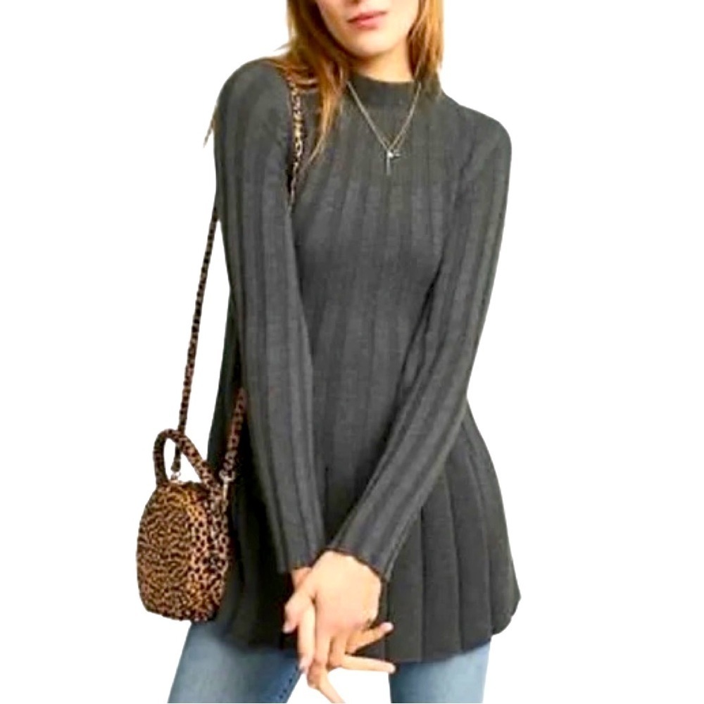 Anthropologie | Rosie Neira Thelma Ribbed Mockneck Tunic Sweater Size XS